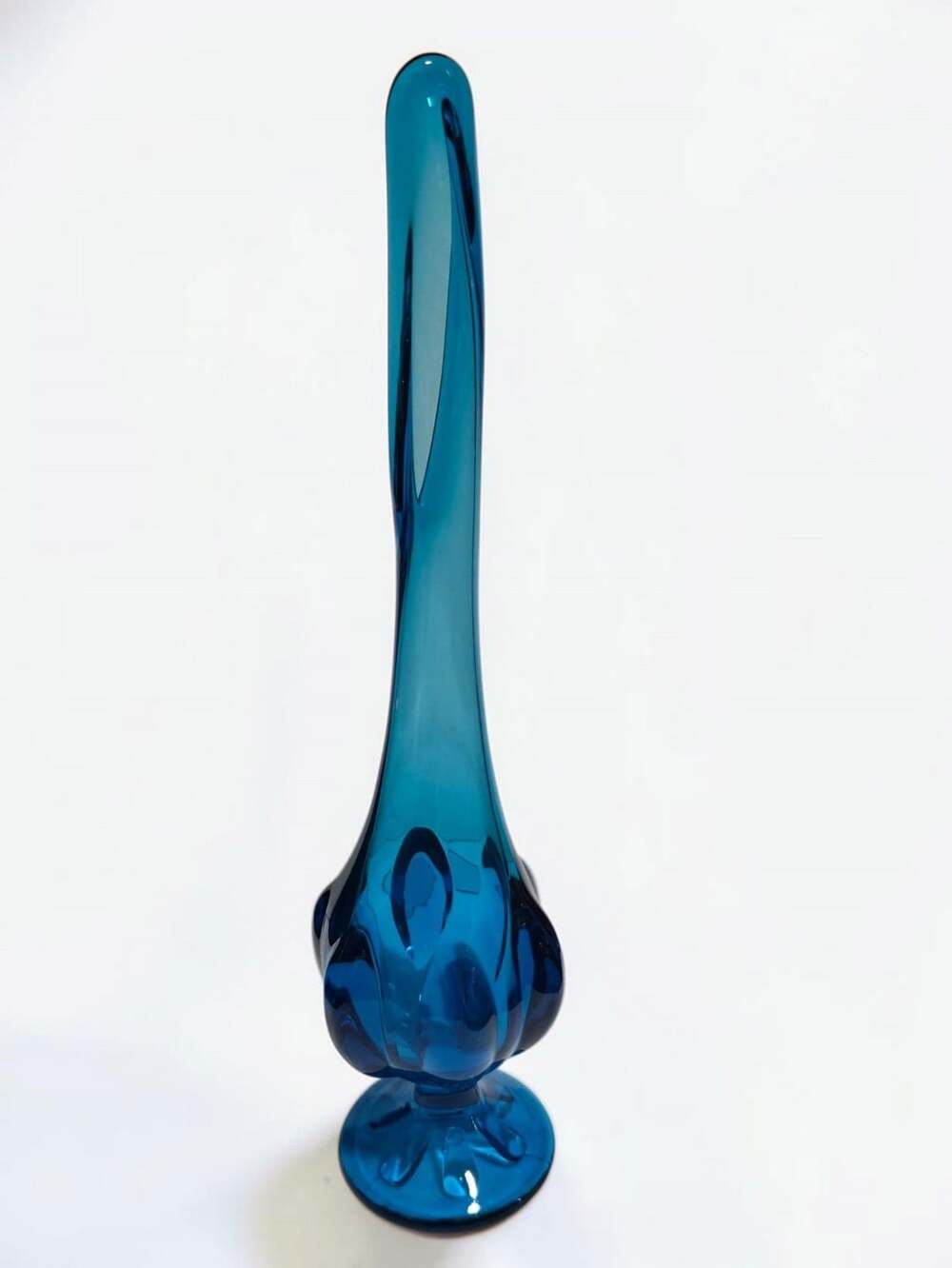 Viking Epic 6-Petal Bluenique Footed Swung Vase Art Glass
